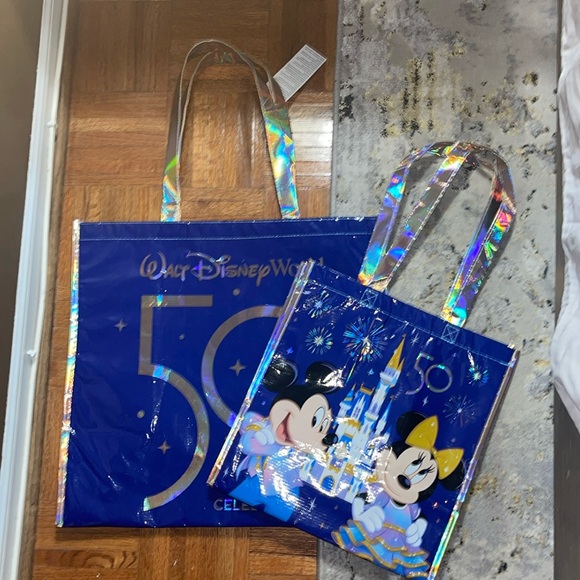 Walt Disney Word 50 Anniversary Mickey Mouse and Minnie Mose reusable bags. 2pc - Picture 1 of 3